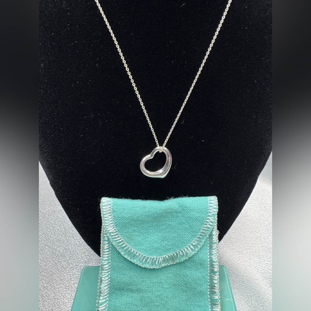 Tiffany & Co. 925 Silver Open Heart & Necklace - Full Inclusion
